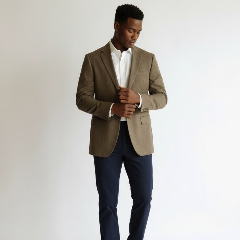 ANDREW FEZZA Summer Weight 100% Worsted Wool Sport Coat 40R Professional Office